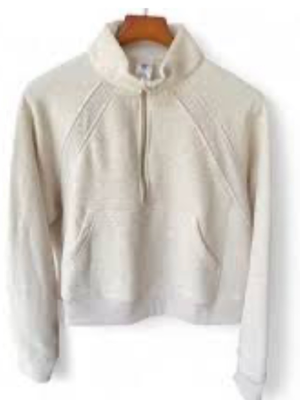 MEMBERS MARK Cream  Cropped Fleece Half Zip Pullover Sweatshirt  M NWOT - Picture 2 of 10